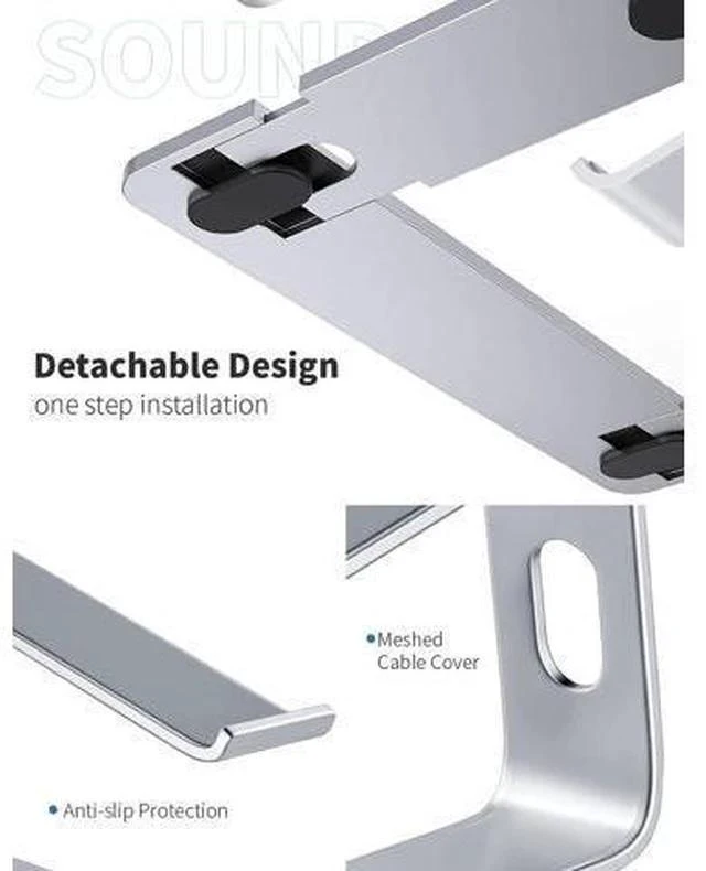 Alt view image 5 of 7 - Laptop Stand Aluminum Computer Riser Ergonomic Laptops Elevator for Desk Metal Holder Compatible with 10 to 15.6 Inches Notebook Computer Silver