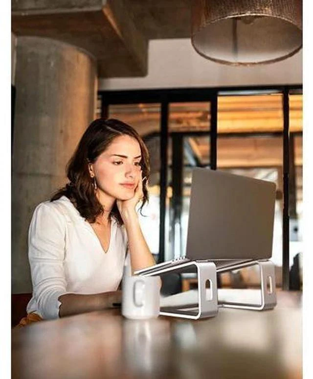 Alt view image 7 of 7 - Laptop Stand Aluminum Computer Riser Ergonomic Laptops Elevator for Desk Metal Holder Compatible with 10 to 15.6 Inches Notebook Computer Silver