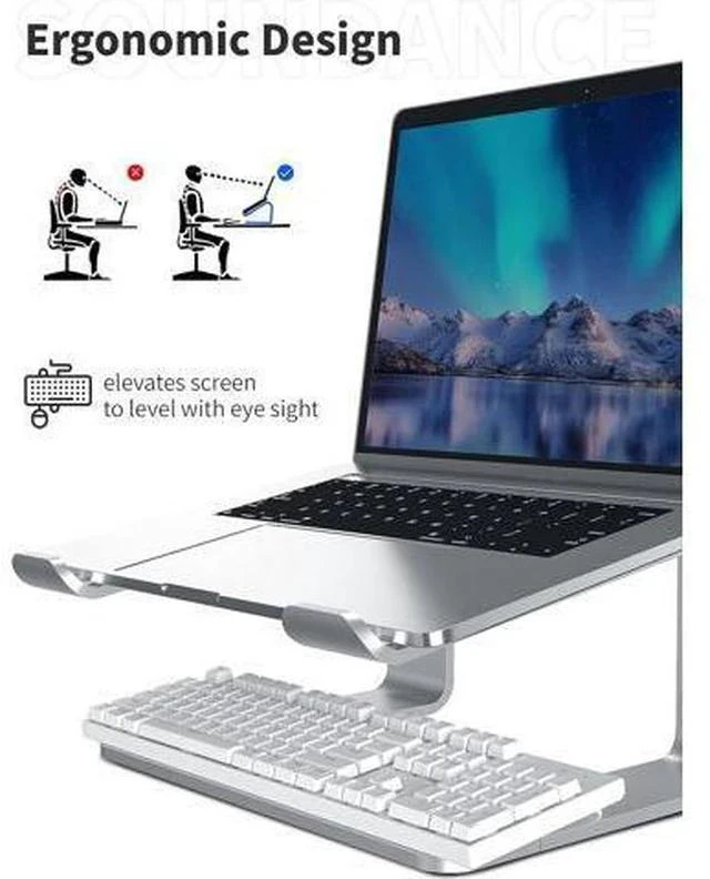 Alt view image 3 of 7 - Laptop Stand Aluminum Computer Riser Ergonomic Laptops Elevator for Desk Metal Holder Compatible with 10 to 15.6 Inches Notebook Computer Silver