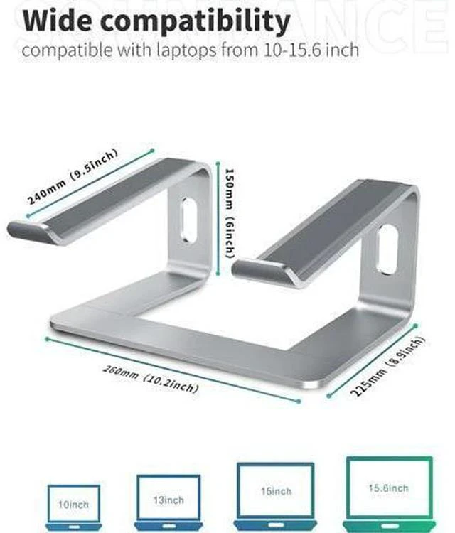 Alt view image 2 of 7 - Laptop Stand Aluminum Computer Riser Ergonomic Laptops Elevator for Desk Metal Holder Compatible with 10 to 15.6 Inches Notebook Computer Silver