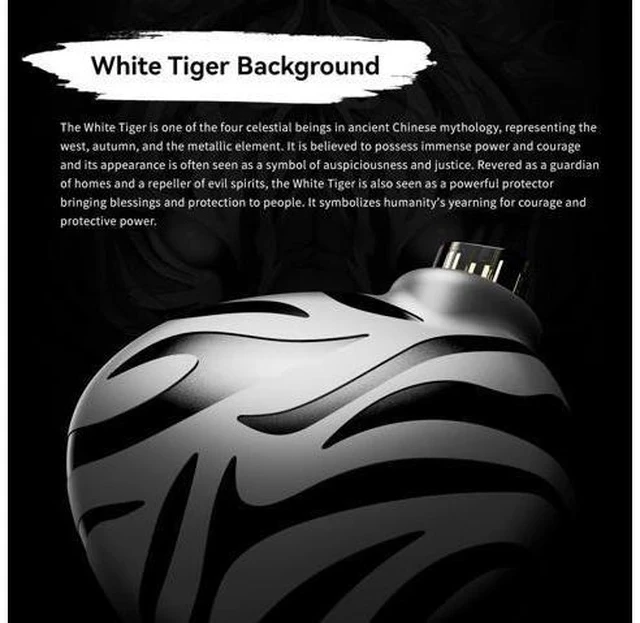 Alt view image 3 of 7 - White Tiger Hybrid Dual Dynamic Driver+Planar Diaphragm 0.78 2Pin Headphones (no mic)