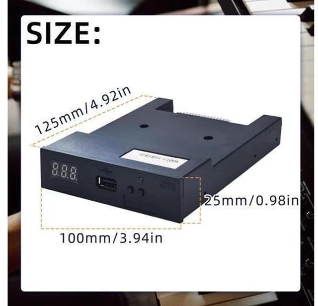 Alt view image 5 of 5 - USB Floppy Drive Emulator, SFR1M44-U100K 3.5 Inch 1.44MB SSD Simulation Floppy Disk Drive Emulator Plug, Flash Disk Floppy Drive Emulator and CD Screws for Musical Keyboad(Black)