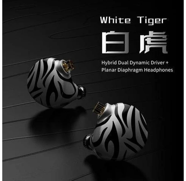 Alt view image 2 of 7 - White Tiger Hybrid Dual Dynamic Driver+Planar Diaphragm 0.78 2Pin Headphones (no mic)