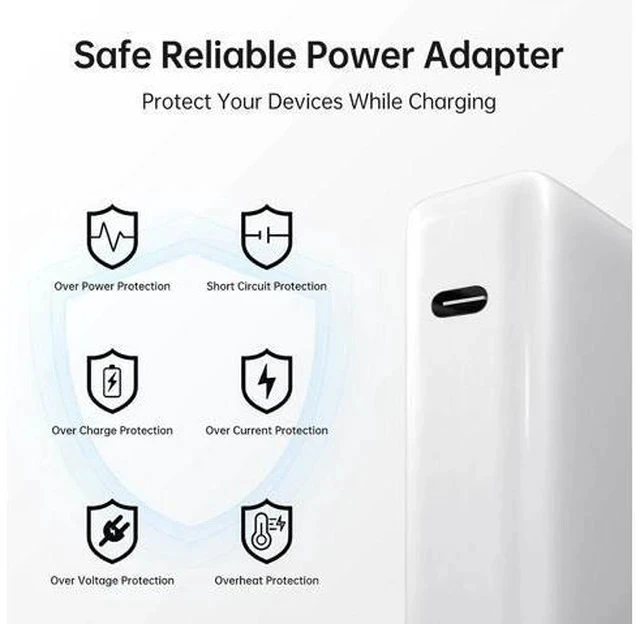 Alt view image 2 of 7 - MacBook Pro Charger 61W USB C Power Adapter for MacBook Pro/Air 13/14 Inch Power Adapter with Type C Power Cord Supply
