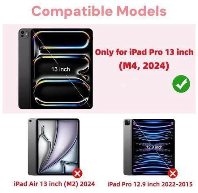 Alt view image 2 of 5 - FUWANG Keyboard Case for iPad Pro 13 Inch (M4) 2024, Magnetic Detachable for iPad Pro 13 inch Case with Keyboard - Wireless Colorful Keys Keyboard Cover for iPad Pro 13 Inch with Pencil Holder, Pink