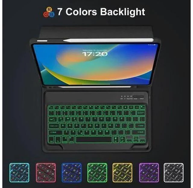 Alt view image 3 of 5 - Keyboard Case for iPad Pro 12.9-in 6th, 5th, 4th, 3rd Generation - Magic Keyboard for iPad Air 13 2024 Case, Magnetic Detachable, 7 Colors Backlit, Folio Cover for Pro 12.9 Keyboard Pen Holder, Black