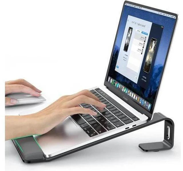 Main image of Laptop Stand for Desk Metal Laptop Stand with Wrist Support Ergonomic Detachable Laptop Riser Aluminum Protable Computer Stand for MacBook Air Pro HP XPS HP (10-17) Laptops - Black