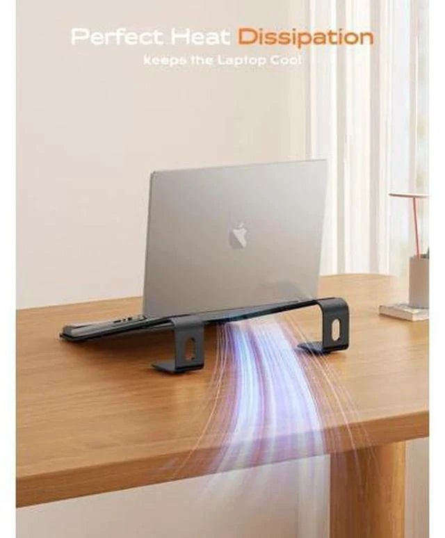 Alt view image 6 of 7 - Laptop Stand for Desk Metal Laptop Stand with Wrist Support Ergonomic Detachable Laptop Riser Aluminum Protable Computer Stand for MacBook Air Pro HP XPS HP (10-17) Laptops - Black