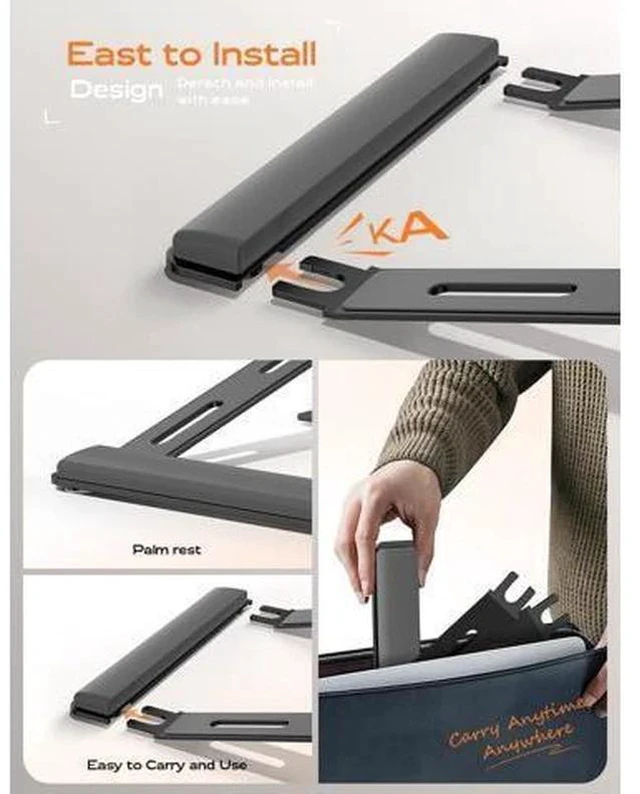 Alt view image 7 of 7 - Laptop Stand for Desk Metal Laptop Stand with Wrist Support Ergonomic Detachable Laptop Riser Aluminum Protable Computer Stand for MacBook Air Pro HP XPS HP (10-17) Laptops - Black