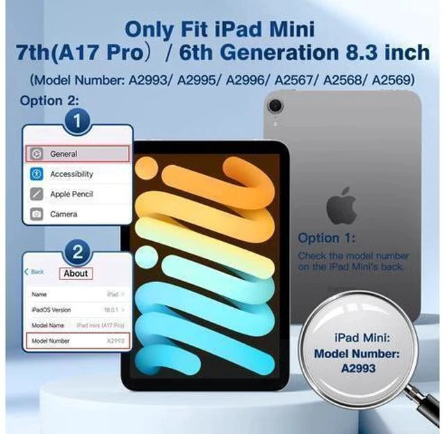 Alt view image 2 of 7 - Cousper for iPad Mini 7 Keyboard Case A17 Pro 2024/iPad Mini 6 Generation Case with Keyboard 2021 8.3 Inch, Pencil Holder, 7 Color Backlit Detachable Keyboard Cover for iPad Mini 7th/6th Gen,Black