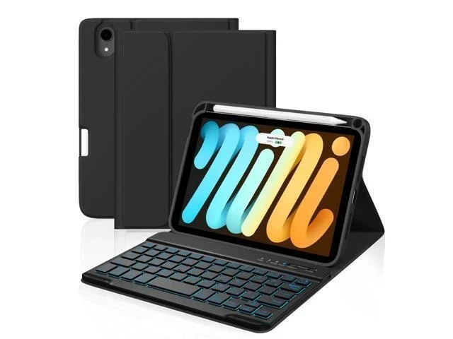 Alt view image 6 of 7 - Cousper for iPad Mini 7 Keyboard Case A17 Pro 2024/iPad Mini 6 Generation Case with Keyboard 2021 8.3 Inch, Pencil Holder, 7 Color Backlit Detachable Keyboard Cover for iPad Mini 7th/6th Gen,Black