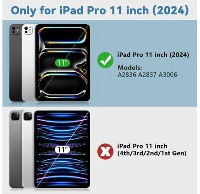Alt view image 2 of 5 - TQQ for iPad Pro 11-inch (M4) 2024 Case with Keyboard, Keyboard Case for iPad Pro 11-inch (M4), Detachable - Pencil Holder - Flip Stand Cover - Case for iPad Pro 11-inch (M4) (Blue)