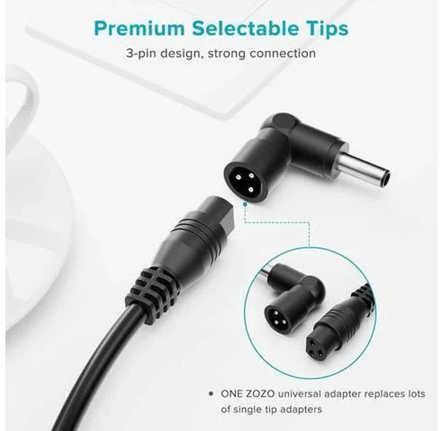 Alt view image 5 of 7 - Universal Laptop Charger 90W AC Adapter for HP Gateway Toshiba Ultrabook Chromebook DC Output 12V 16V 18.5V 19V 19.5V 20V Power Supply Cord with 17 tips