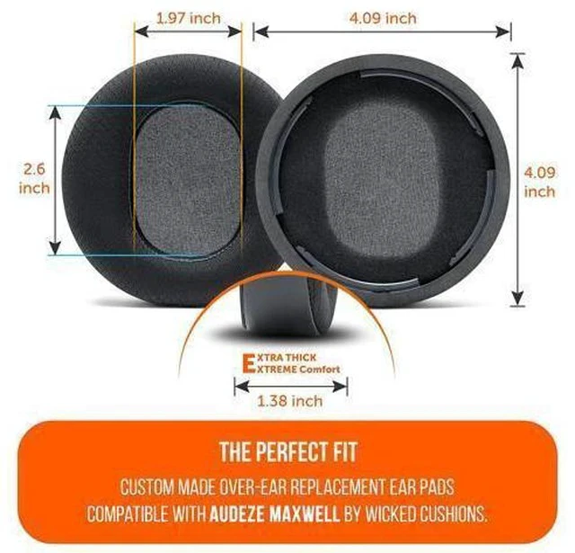 Alt view image 5 of 5 - WC Freeze Maxwell - Cooling Gel Replacement Earpads for Audeze Maxwell Headphones by Wicked Cushions - Elevate Comfort, Durability, Thickness & Sound Isolation for Epic Gaming Sessions | Black