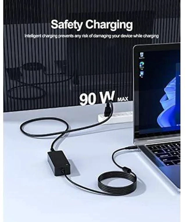 Alt view image 7 of 7 - 90W Charger Fit for Dell Latitude 5310 5410 5510 5501 5401 5511 5411 2 in 1 P96G P97G P98G P80F PA-10 La90pm111 Laptop Power Adapter Cord Supply