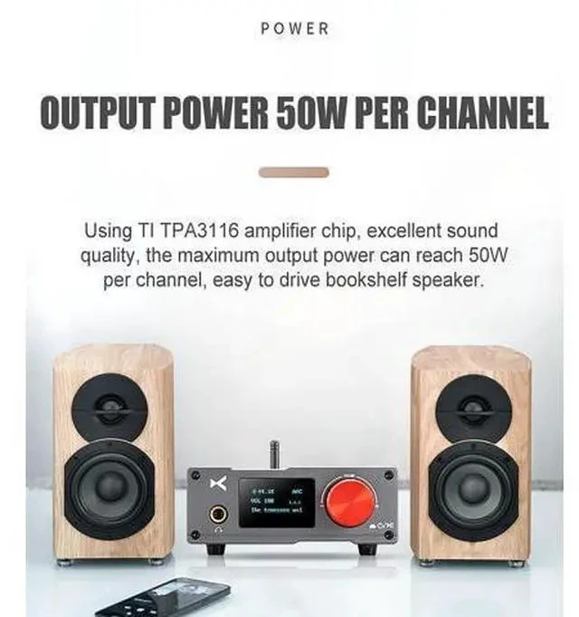 Alt view image 4 of 6 - DA-100 Power Amplifier ES9018K2M Output Power 50W*2 Support SBC/AAC/aptX/LDAC USB DAC Headphone Amp
