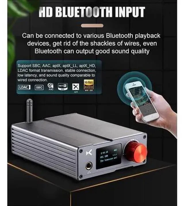 Alt view image 5 of 6 - DA-100 Power Amplifier ES9018K2M Output Power 50W*2 Support SBC/AAC/aptX/LDAC USB DAC Headphone Amp