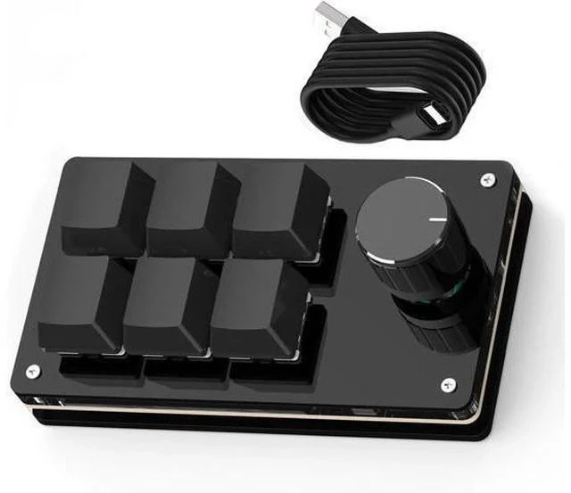 Main image of Programmable Macro Keyboard,6 Key Macro Mechanical Gaming Macro Keypad,Custom Knob KeyPad, Hot swappable Switch Gaming Keyboard,Wired programmable keypad with Drawing Programming Video