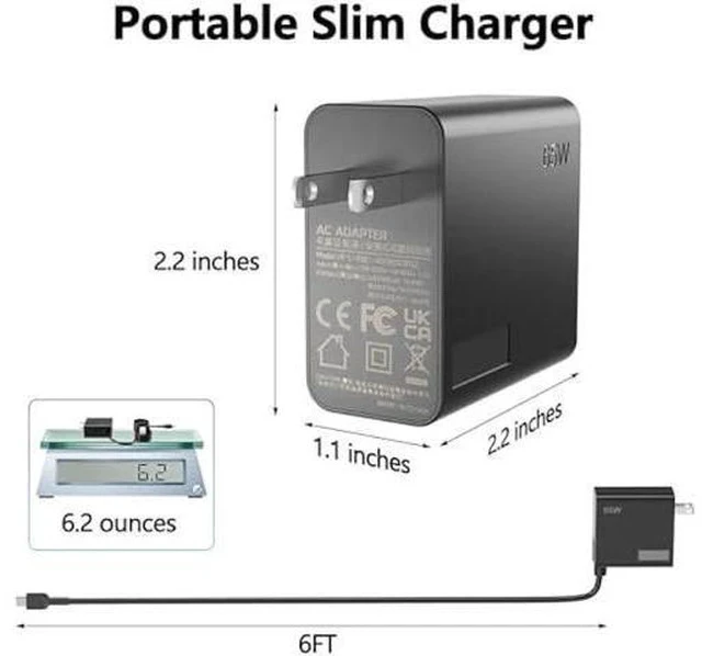 Alt view image 3 of 7 - New Slim 65W USB Type C AC Charger for Lenovo Thinkpad Yoga Chromebook IdeaPad Laptop Power Supply Adapter Cord