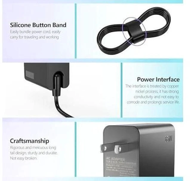 Alt view image 5 of 7 - New Slim 65W USB Type C AC Charger for Lenovo Thinkpad Yoga Chromebook IdeaPad Laptop Power Supply Adapter Cord