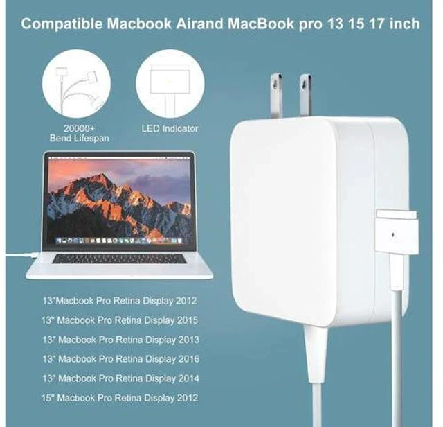 Alt view image 5 of 7 - 85W A1502 A1398 Mac Book Pro Charger - Fast T-Tip Power Adapter Fit for Mac Book Pro 17 15 13 Laptop A1424 Supply Cord (Retina 2012-2015)