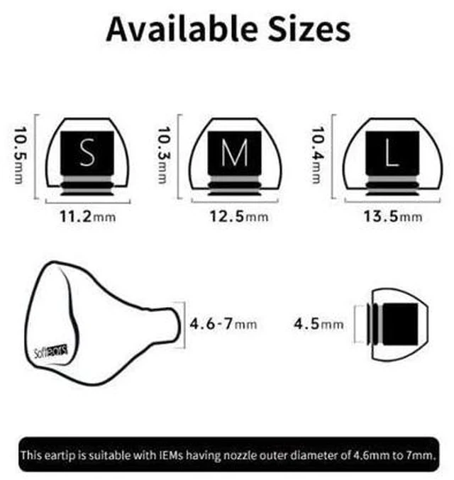 Alt view image 5 of 5 - SOFTEARS UT Titanium Alloy Liquid Silicone Eartips (A Pair-M)