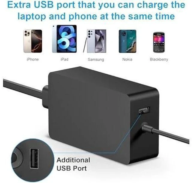 Alt view image 4 of 7 - Charger Compatible with Microsoft Surface Pro, Surface Go Tablet, Surface Book, Support 65W, 44W, 39W, 36W, 24W Microsoft Surface Laptop Charger