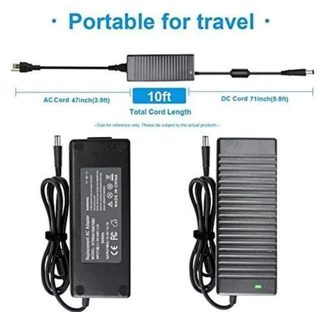 Alt view image 3 of 7 - PA-4E 130W 19.5V 6.7A DA130PE1-00 JU012 CM161 Laptop AC Adapter Charger for Dell 15 7000 7559,Docking Station XPS 15(L502x) 17(L702x) Alienware 13 R2 DA130PE1-00 Gaming Power Supply Cord