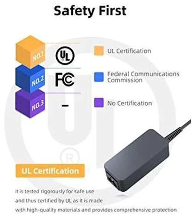 Alt view image 2 of 7 - Chromebook Charger for Lenovo Chromebook, (UL Certified Safety), 45W, USB C, Fast Charger