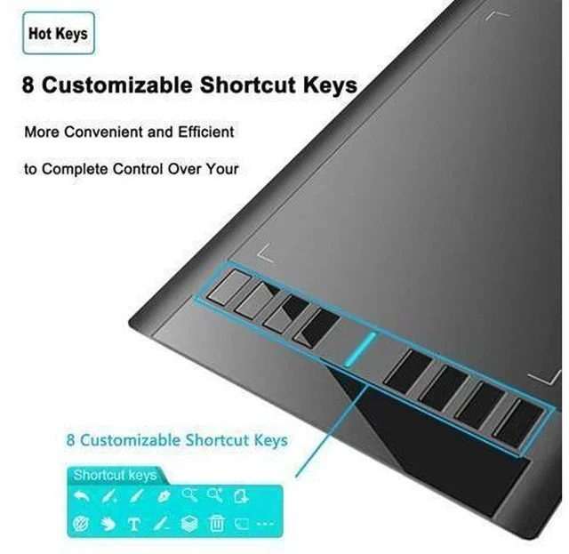 Alt view image 4 of 5 - Graphics Drawing Tablet, UGEE M708 10 x 6 inch Large Drawing Tablet with 8 Hot Keys, Passive Stylus of 8192 Levels Pressure, UGEE M708 Graphics Tablet for Paint, Design, Art Creation Sketch Black
