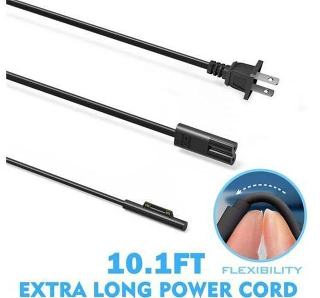 Alt view image 6 of 7 - 65W Surface Pro Laptop Charger for Surface Pro 10 9 8 7+ X 7 6 5 4 3 Windows Surface Laptop 7 6 5 Studio 4 Go 3 2 Surface Go Tablet Surface Book 2 1 Support 44W 36W 10.1FT Travel Case