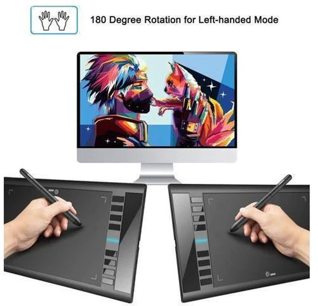 Alt view image 5 of 5 - Graphics Drawing Tablet, UGEE M708 10 x 6 inch Large Drawing Tablet with 8 Hot Keys, Passive Stylus of 8192 Levels Pressure, UGEE M708 Graphics Tablet for Paint, Design, Art Creation Sketch Black
