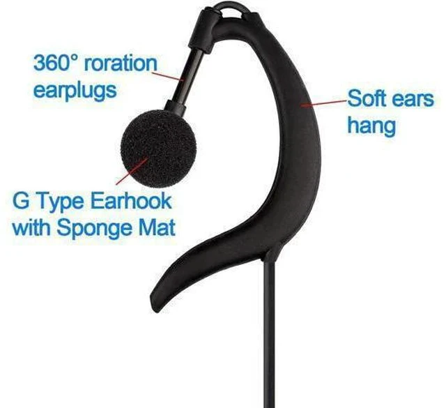 Alt view image 4 of 6 - Retevis Walkie Talkie Earpiece Compatible H-777 RT22 RT21 RT68 RT22S H-777S RT27 Baofeng 888S UV-5R,Two Way Radio G Type Length Adjustable Headset with Mic(10 Pack)