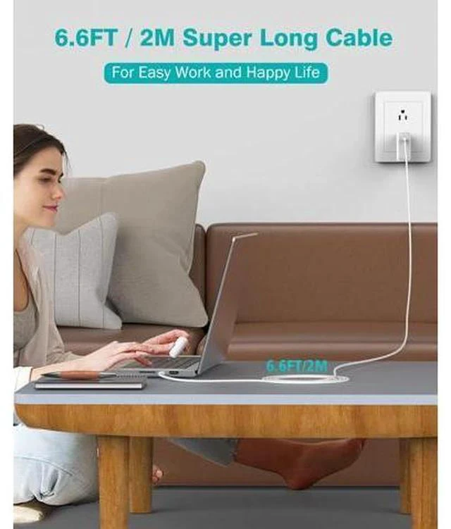 Alt view image 6 of 6 - Charger for MacBook Air MacBook Pro 13 14 15 16 inch 2025 2024 2023 2022 2021 2020 M1 M2 M3 M4 Laptop 70W USB C Power Adapter iPad LED 6.6FT USB-C Cable Charging as Fast as Original Quality