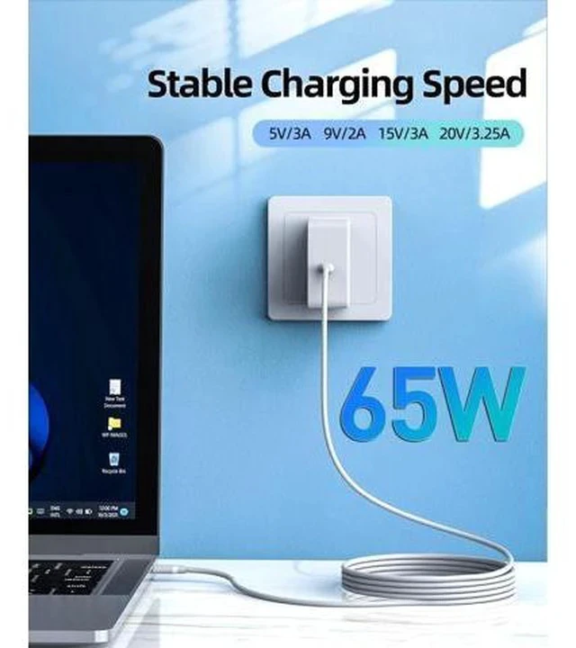 Alt view image 3 of 6 - 65W Fast Charger Fit for Laptop Charger Galaxy Book Pro Pro 360 Notebook Ep-Ta865 More Devices with USB Type C Connector Foldable Scratch-Resistant Plug PD Detachable 7.5FT Cable