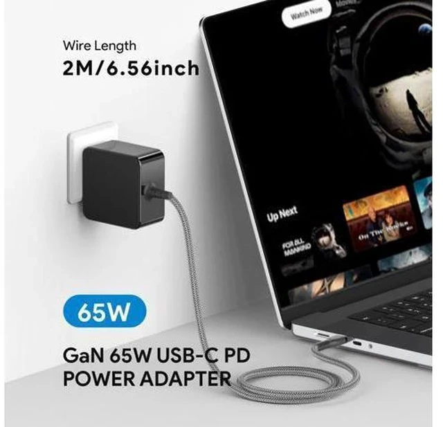 Alt view image 2 of 7 - 65W USB Type C Charger for Nimo N151 N151S N152 N153 N154 15.6 N171 N171S 17.3 FHD Laptop Notebook PC PD3.0 GaN 60W 65w USB-C Power Supply Travel Charger with 6.6ft USB C Cable & Foldable Plug