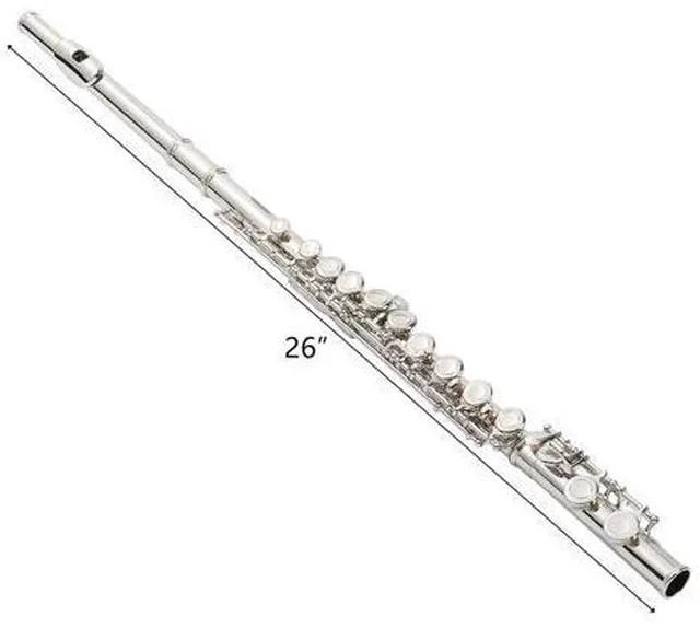 Alt view image 6 of 6 - C Closed Hole Flute 16 Keys Flutes Kit for Students, Professionals & Beginner, Orchestra Musical Nickel Flute with Hard Case, Cleaning Rod, Cloth, Gloves (Silver)