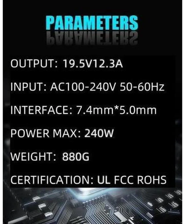 Alt view image 2 of 7 - 240W Laptop Charger for Precision 7680 7450 7760 7520 7530 7560 7510 7710 7720 7730 7740 7750 7770 7780 7670 3540 3520 M4800 M4400 M6700 M4500 M4600 M4700 Power Adapter
