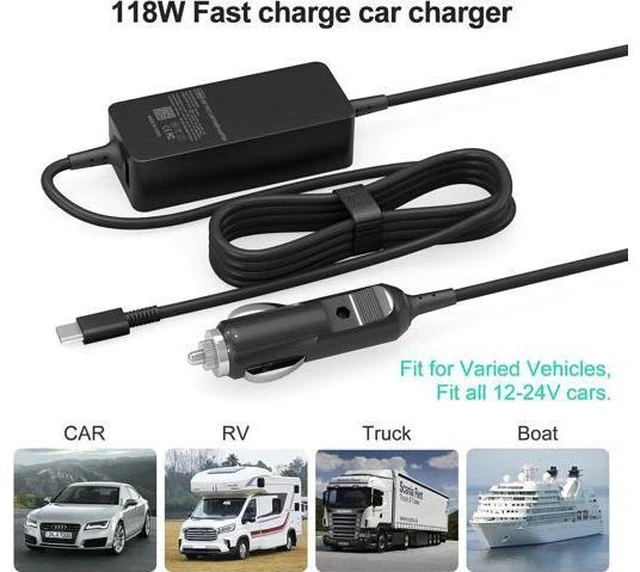 Alt view image 2 of 7 - 100W Car Charger Laptop Car Charger Compatible with Latitude/Precision/XPS Compatible with MacBook Pro/Air Compatible with HP Spectre/Elitebook Compatible with DC Adapter