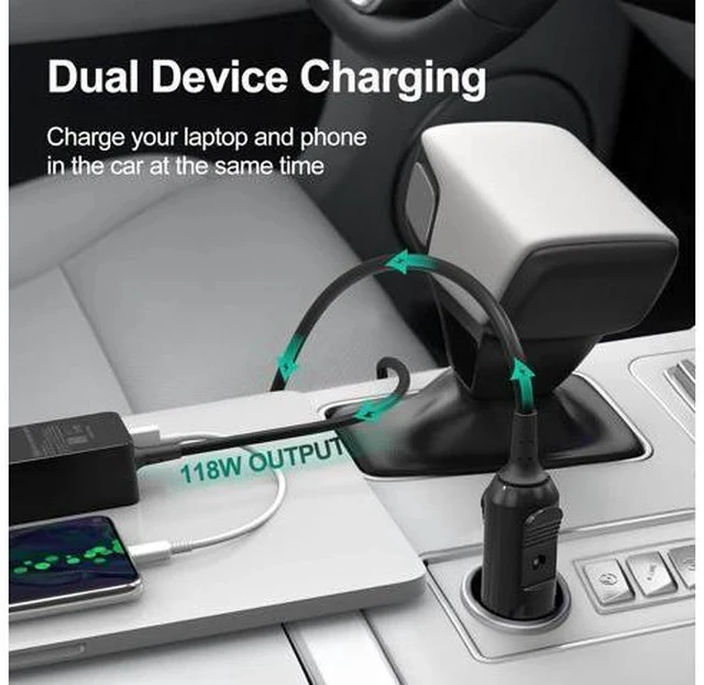 Alt view image 3 of 7 - 100W Car Charger Laptop Car Charger Compatible with Latitude/Precision/XPS Compatible with MacBook Pro/Air Compatible with HP Spectre/Elitebook Compatible with DC Adapter