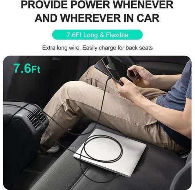 Alt view image 4 of 7 - 100W Car Charger Laptop Car Charger Compatible with Latitude/Precision/XPS Compatible with MacBook Pro/Air Compatible with HP Spectre/Elitebook Compatible with DC Adapter