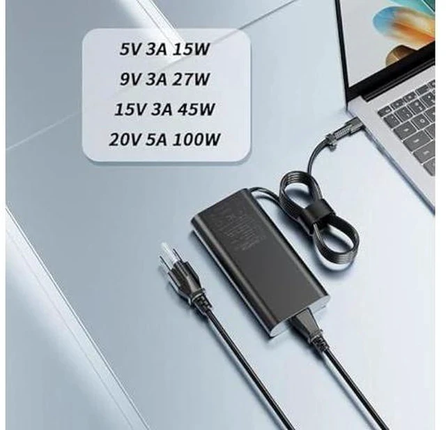 Alt view image 6 of 7 - 100W 20V 5A USB-C AC Laptop Charger Compatible with Dell Inspiron 14 16 5000 7000 7440 7430 5630 5430 XPS 14 9440 Latitude 9440 7640 7340 5540 5440 5340 Precision 5680 5480 Power Supply Adapter