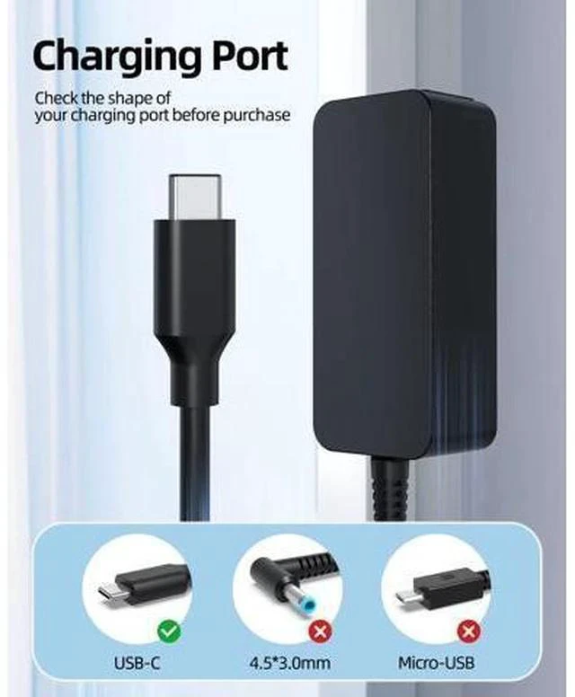 Alt view image 3 of 7 - Fast Chromebook Charger for HP Chromebook Charger - (UL Safety Certified Product) 45W