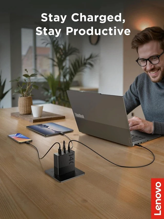 Alt view image 6 of 7 - 140W USB C Charger GaN Power Adapter with 3-Port Fast Charging PD 3.1 Compatible Black for ThinkPad MacBook iPhone Galaxy with 240W Cable
