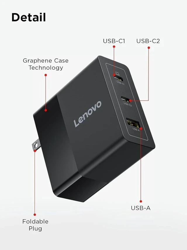 Alt view image 7 of 7 - 140W USB C Charger GaN Power Adapter with 3-Port Fast Charging PD 3.1 Compatible Black for ThinkPad MacBook iPhone Galaxy with 240W Cable