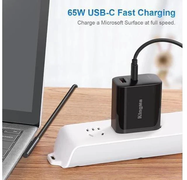 Alt view image 3 of 6 - 65W Surface Pro 7 Charger USB C PD GaN 2-Port Travel Adapter for Surface Pro 3/4/5/6/7/8/X Go/Book/Studio i5