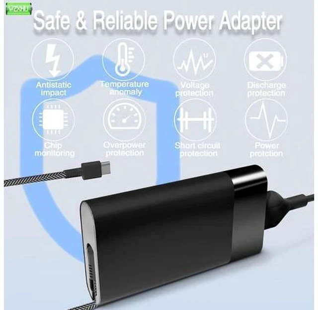 Alt view image 5 of 7 - New Slim 65W USB C Laptop Charger Compatible with HP Spectre x360 Envy Chromebook Elitebook x360 Pavilion Elite x2 Travel Type C Power Cord Ac Adapter