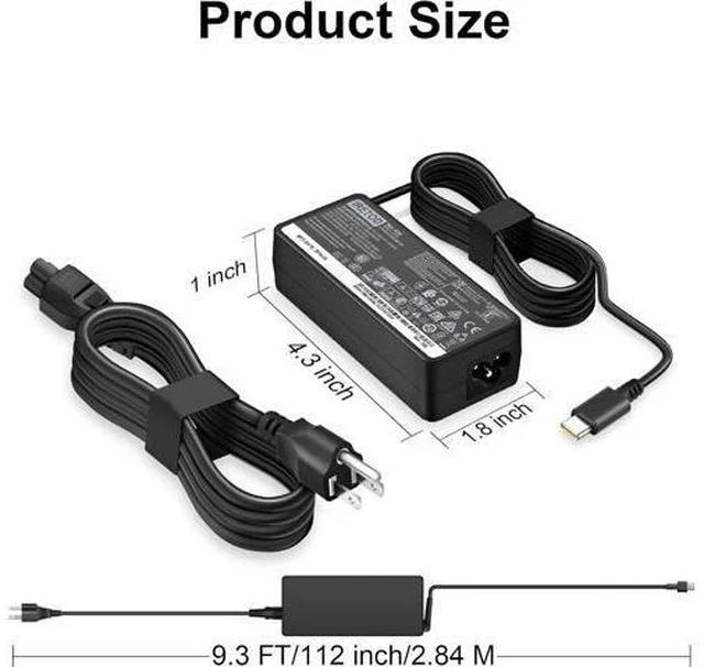 Alt view image 2 of 7 - Charger Compatible with Laptop Computer 65W 45W Thinkpad Yoga Chromebook USB C Fast Power Adapter