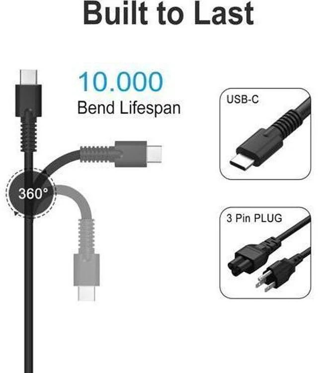 Alt view image 5 of 7 - Charger Compatible with Laptop Computer 65W 45W Thinkpad Yoga Chromebook USB C Fast Power Adapter