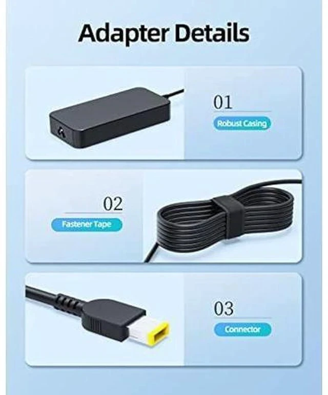 Alt view image 3 of 7 - 135W AC Charger Fit for Lenovo Legion 5 Y520 Y530 Y730 Y740 Y7000 Y7000P 5-15ARH05 Y520-15IKBA Y520-15IKBM Laptop, Slim tip Design